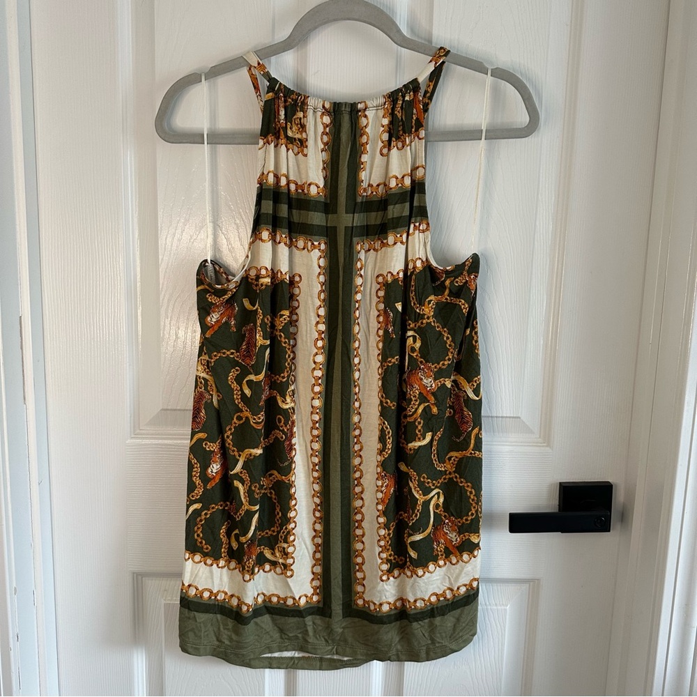 Rose & Olive Brown Tan Graphic Backless Tank Top